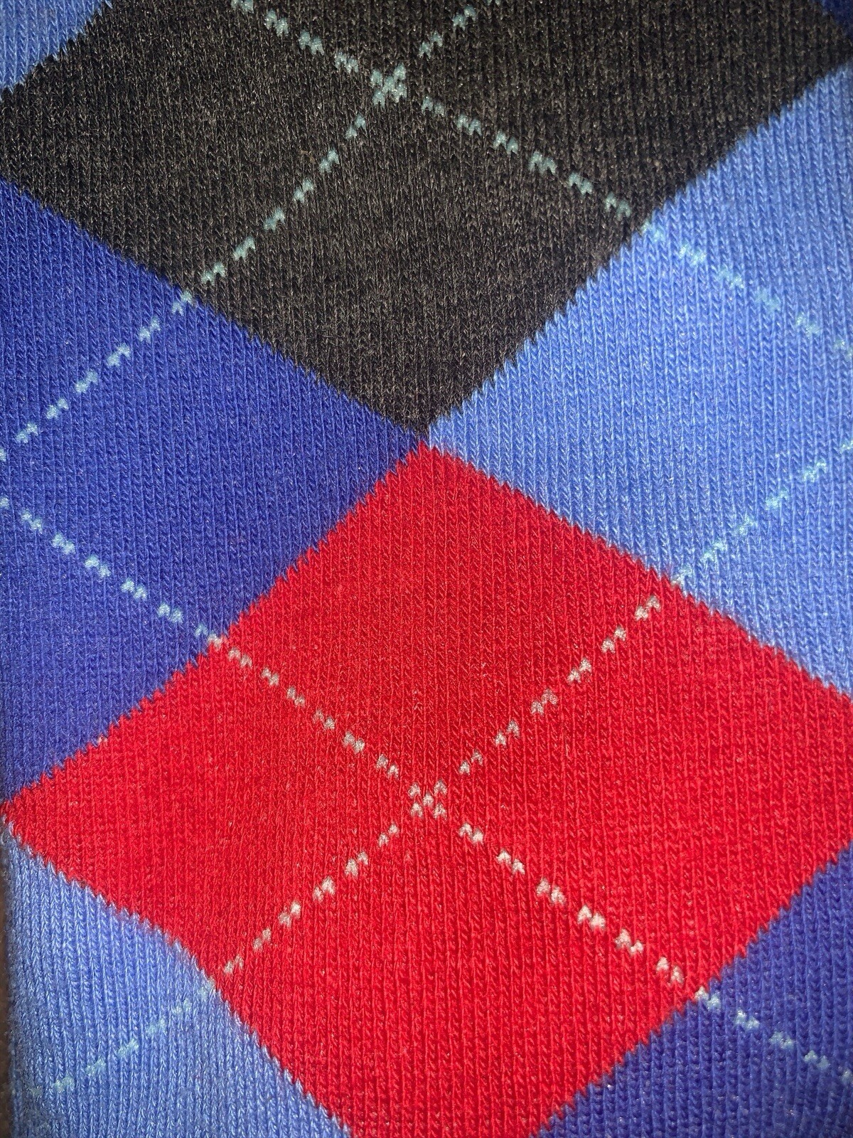 Unsimply Stitched Red Blue Gray Plaid Pattern Socks Men’s 8-13, Women’s 8-13