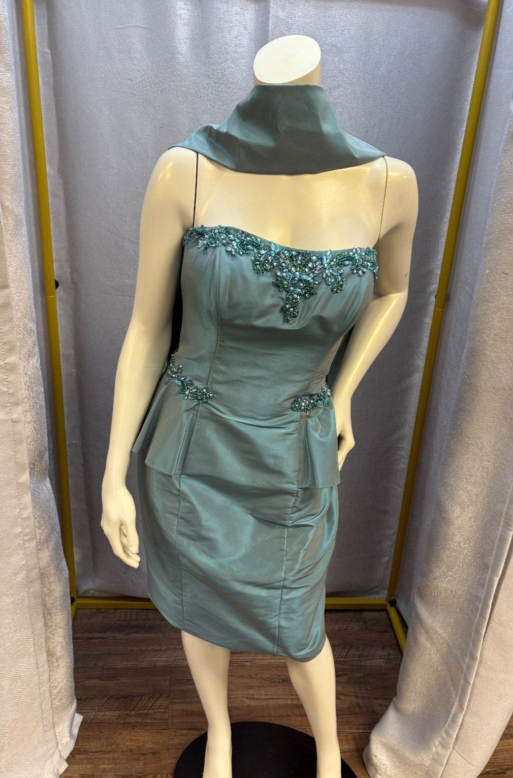 Rina di Montella Social 2016 Strapless Cocktail Dress Size 10 in Turquoise
