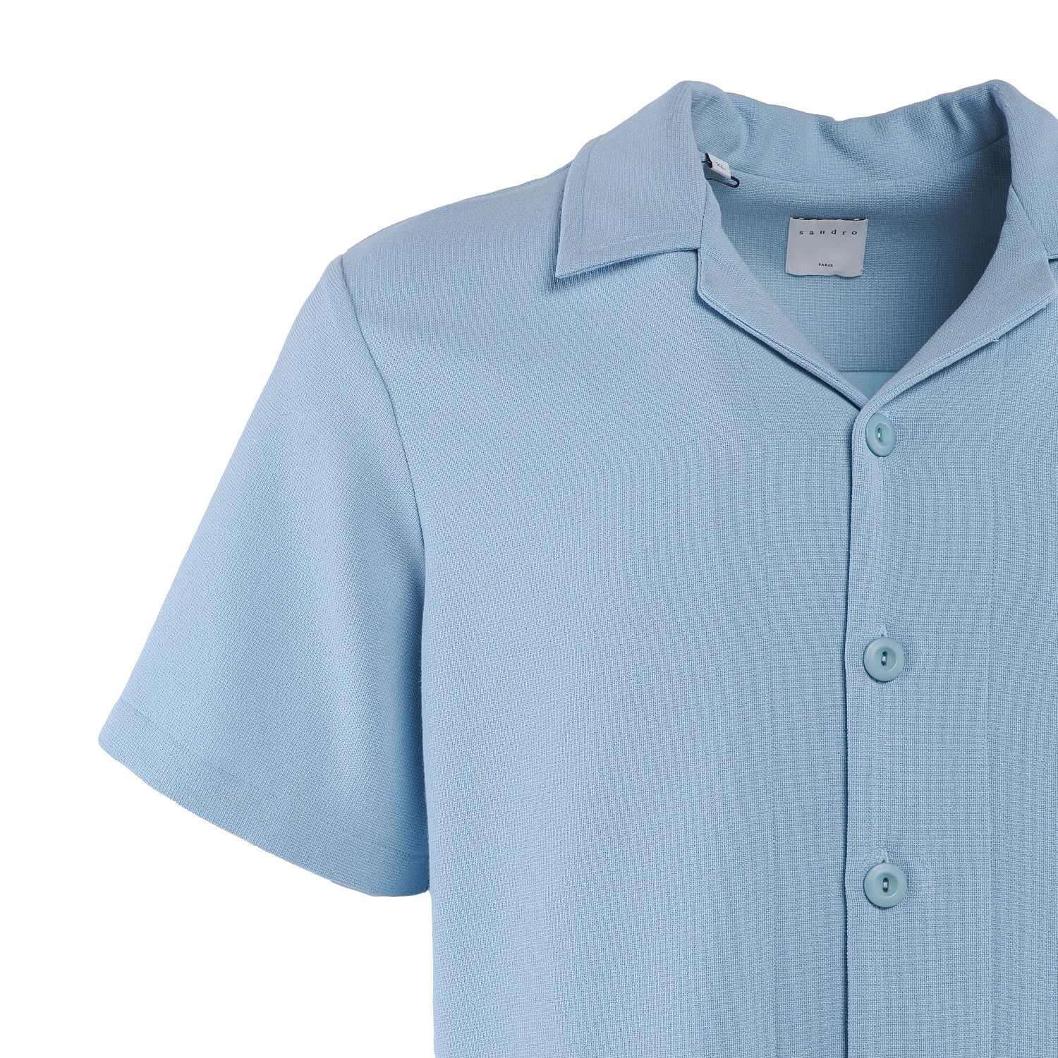 Sandro shirt blue size S men’s knitted shirt short sleeve spread collar shpcm00401