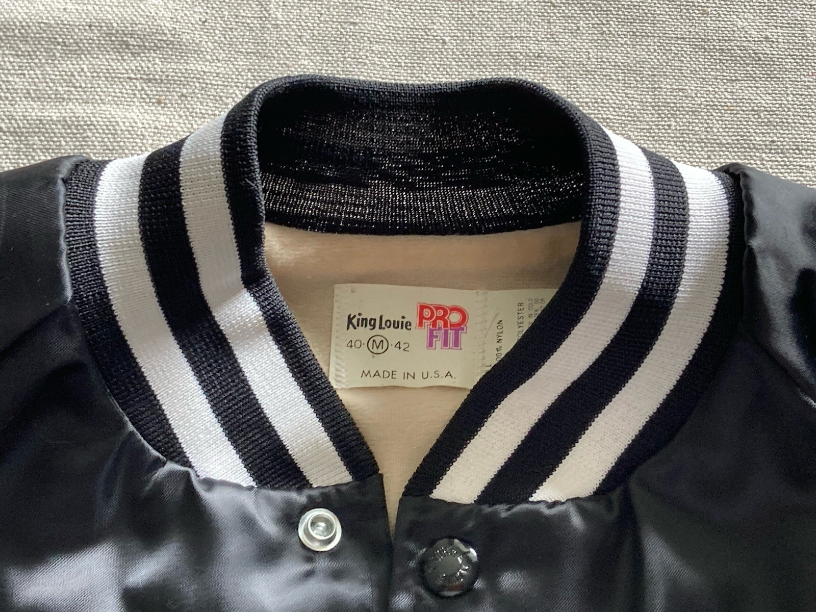 Snap-on Jacket Vtg Satin Mens Medium King Louie 1980s American Eagle made in USA
