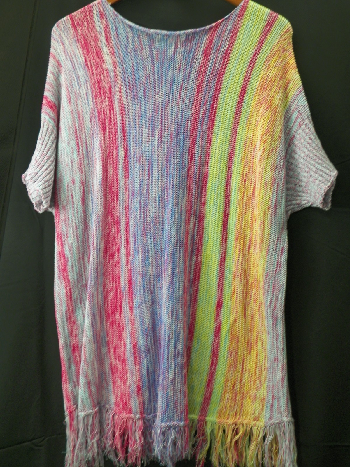 Davi & Dani Multi Striped Oversized Loose Fit Sweater Top Size Small