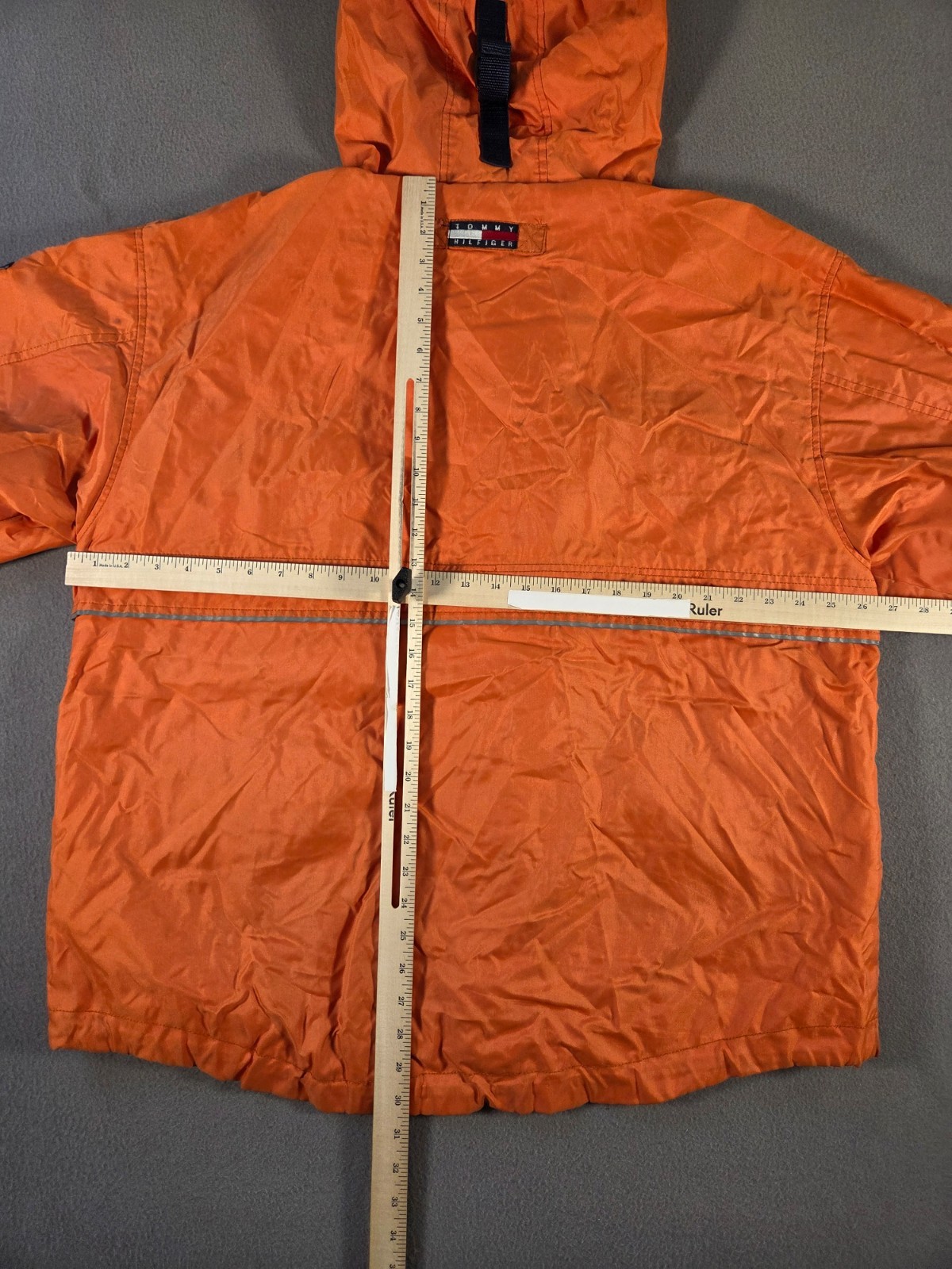 Vintage Tommy Hilfiger Jacket Mens Large Orange Sailing Cargo Expedition Flag