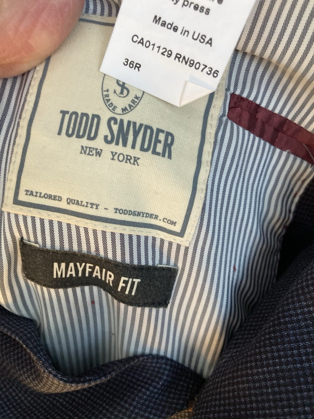 Todd Snyder Mens Size 36R Blue Plaid Wool Mayfair Fit Blazer USA Made [360]