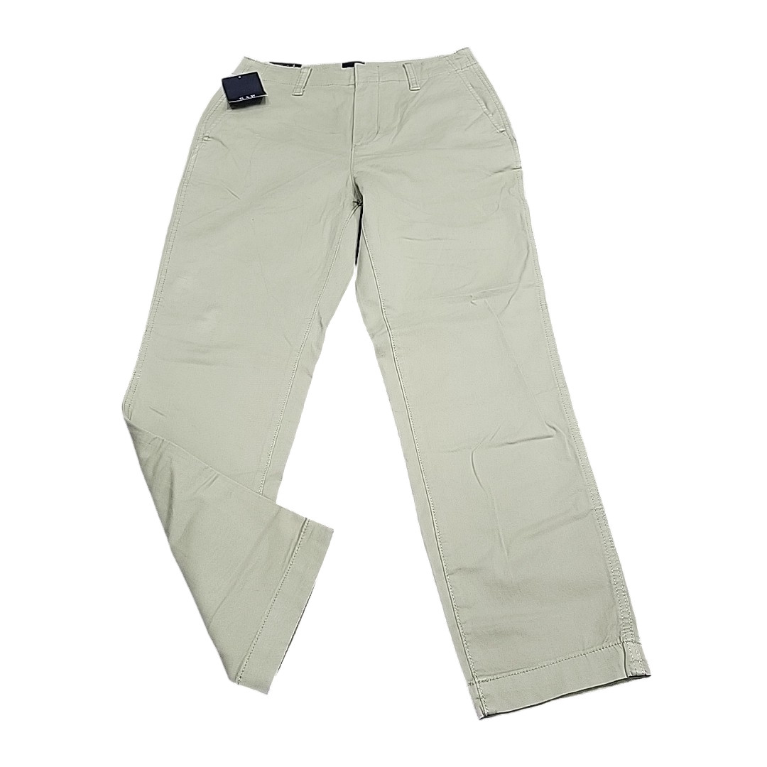 Womens Button Zip Fly Stretch Cotton Pants w Pockets Green Size 4