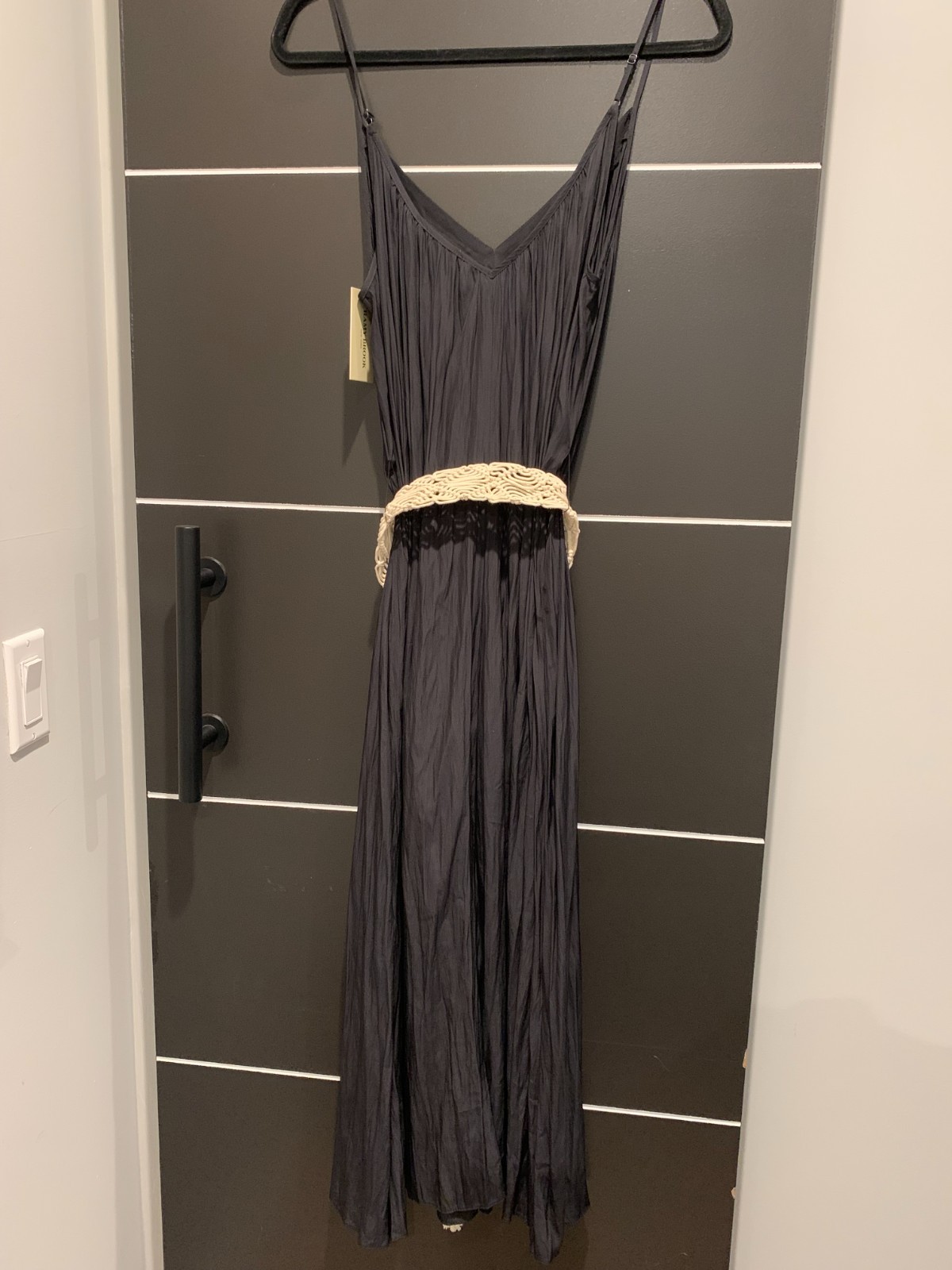 Ramy Brook May Dress Black L Boho Belt NWT