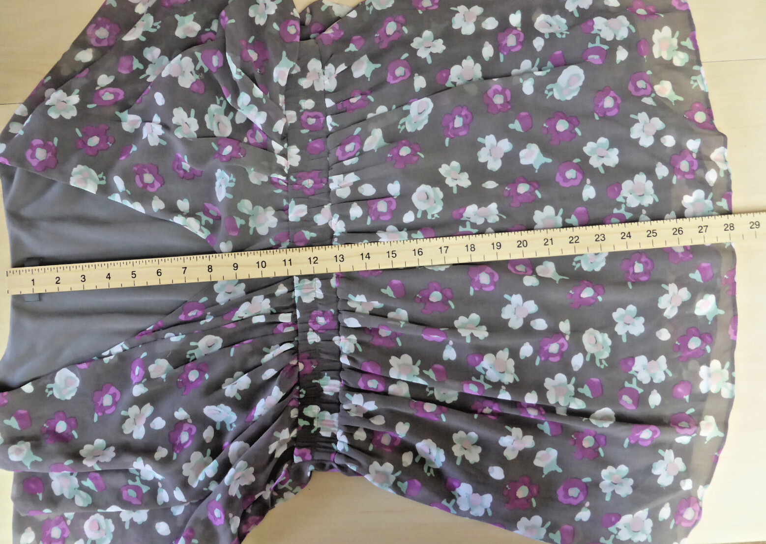 et vous Matalan Loose Blouse Tunic Top Size 14 Grey Purple and Pink Floral