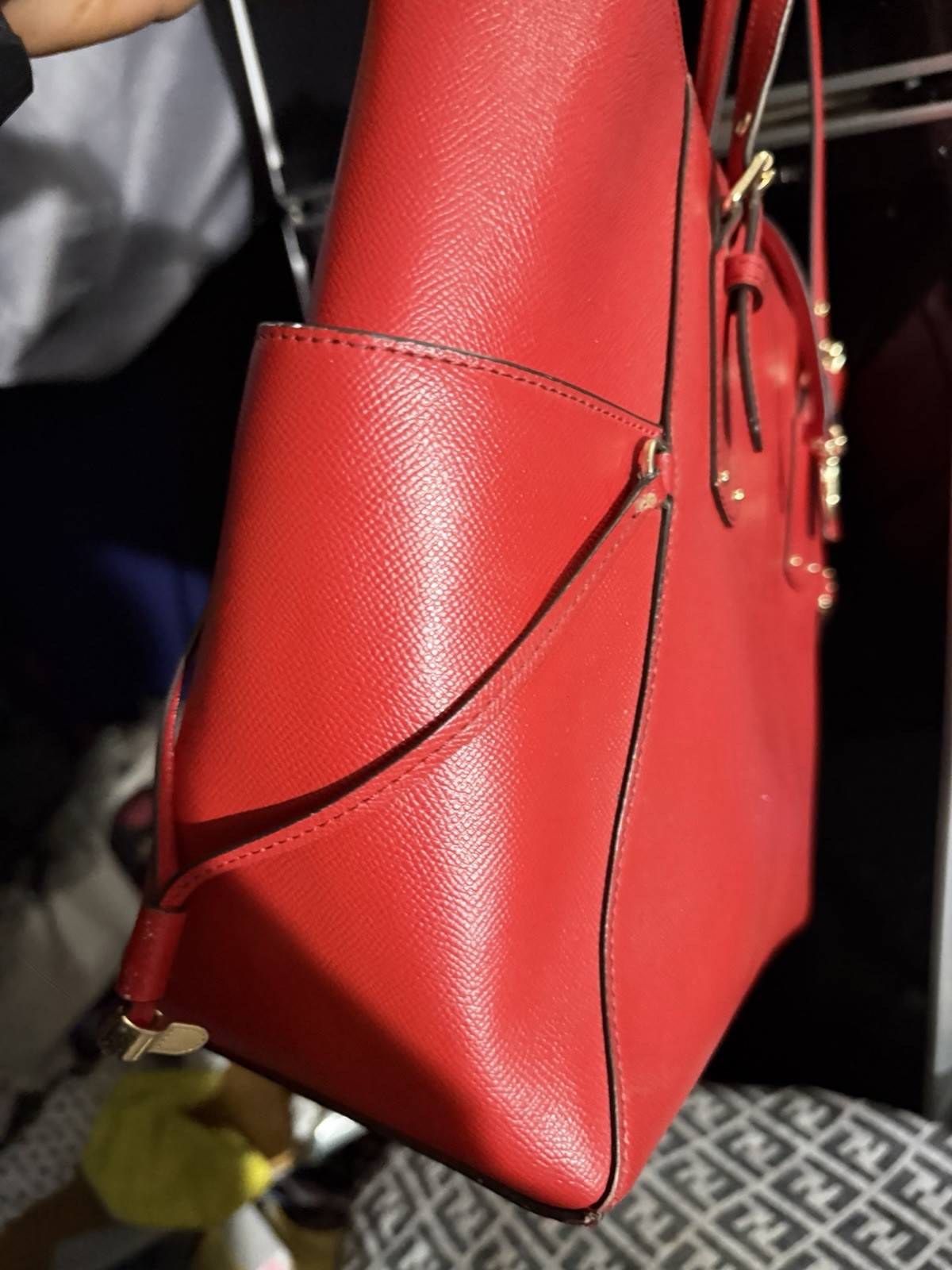 Michael Kors Voyager Large Leather Tote Shoulder Women Bag Dark Raspberry
