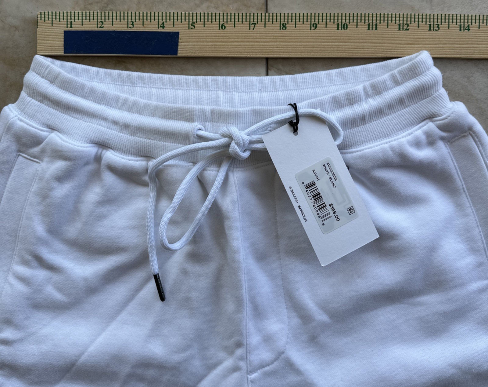 Avirex White /Blanc 100% Cotton Size Small Embroidered Shorts MSRP:$168/-New