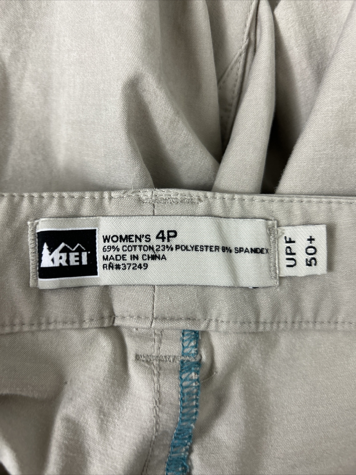 Rei Womens 4 Petite Beige Cargo Pants Upf 50+ 31×28 Cotton Blend