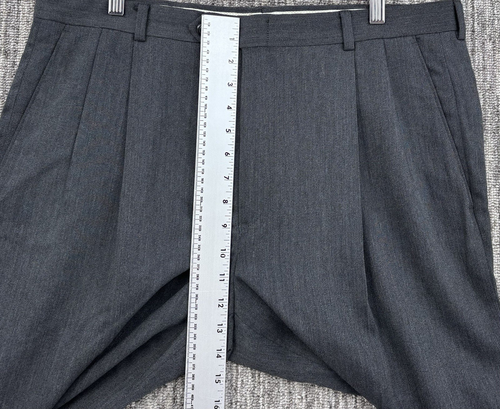 VTG Men’s Loose Relaxed Gray Pleated Cuffed Dress Pants 35×31 Talon Zipper