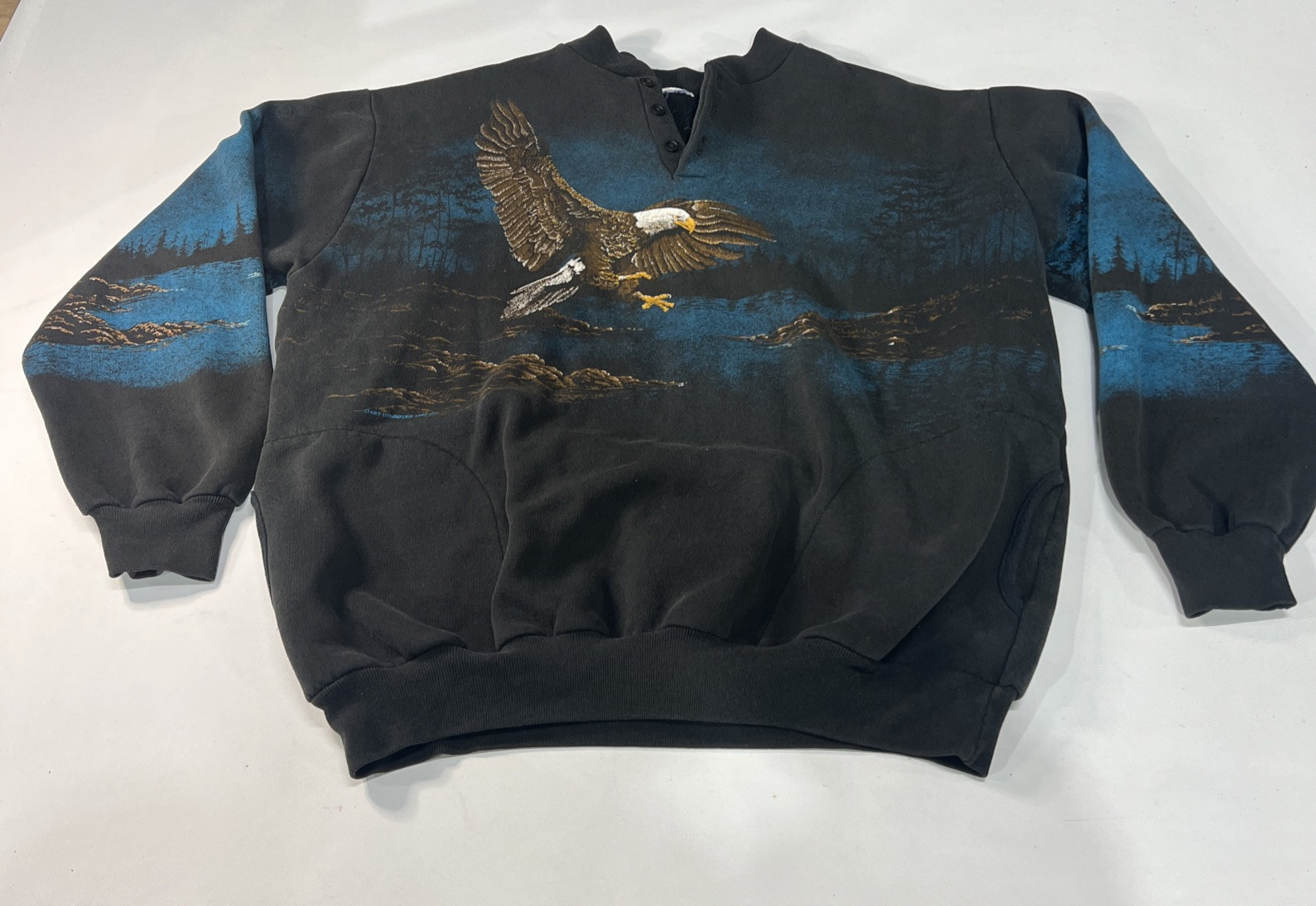 Vintage 90s Art Unlimited Eagle All Over Print Sweatshirt No Size Xl? Nature