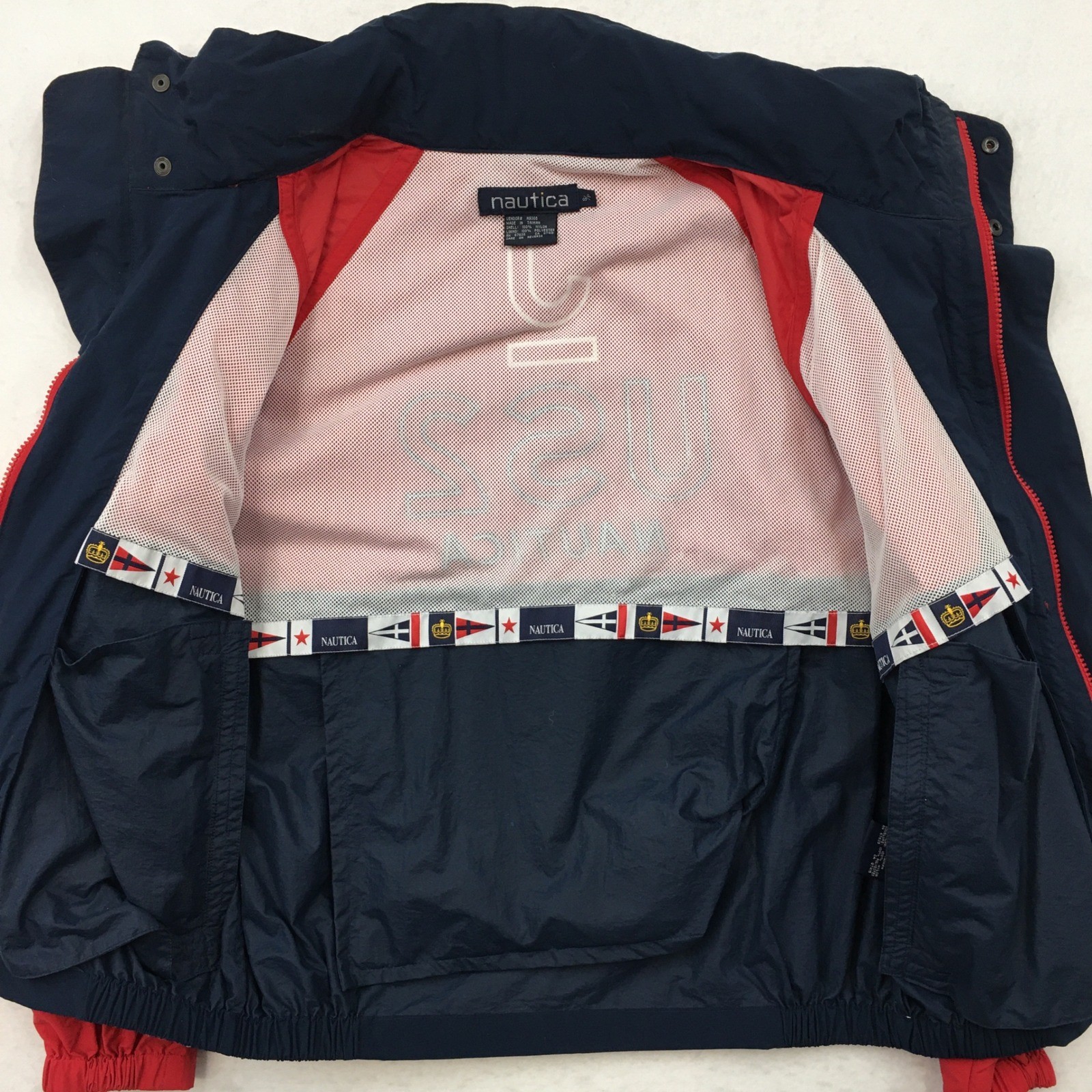 Vintage Nautica Windbreaker Jacket Mens Small Red Navy Blue US2 Sailing 90s