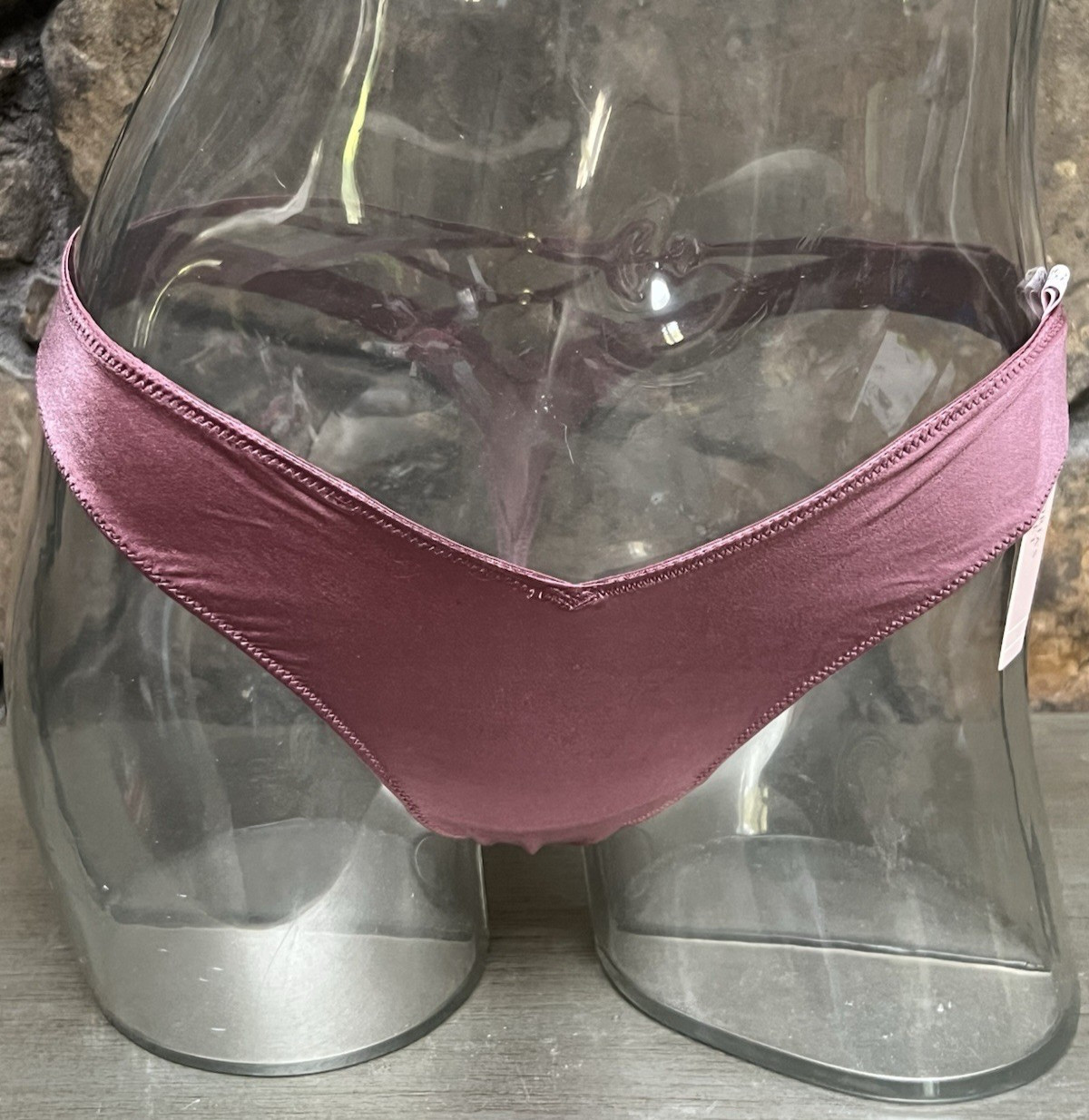Victoria’s Secret High Leg Satin Strappy THONG Panty Sz S PURPLE VAPOR 12P1 NWT