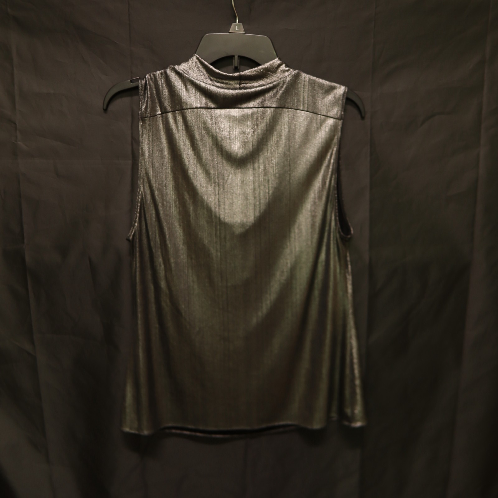 Drew Metallic Draped Cowl Neck Sleeveless Top Women’s Medium