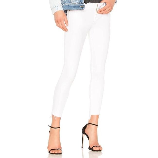 FRAME DENIM 27 Le Skinny de Jeanne Raw Stagger Jeans Denim White Blanc $205