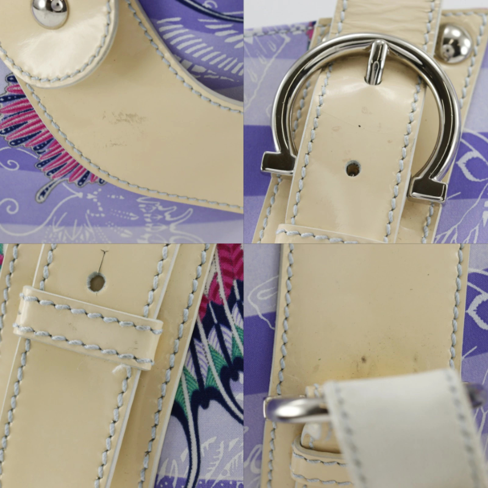 Salvatore Ferragamo Butterfly Pattern AU-21 / 6411 Tote Nylon Purple Bag #NB2500