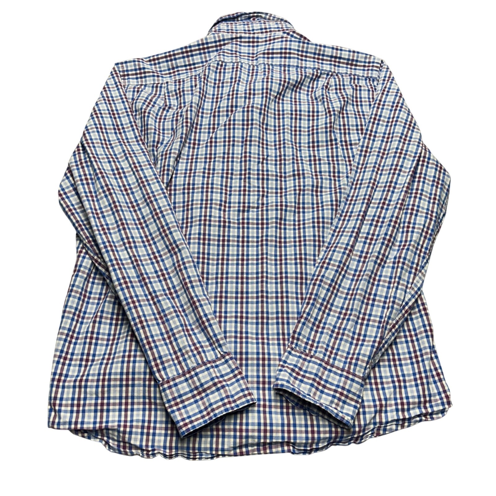 J.Crew Button Down Blue Purple Plaid Mens Large Slim Fit Flex Washed Shirt