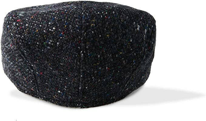 Mens Cap Charcoal Donegal 100% Wool Tweed Touring , Irish Style