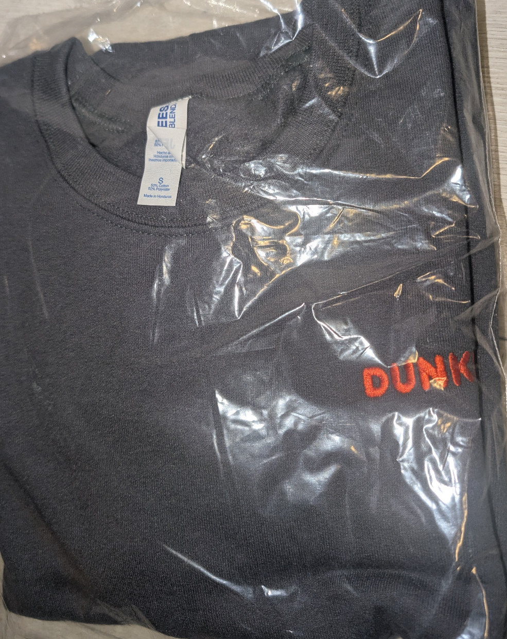 Dunkin Donuts Sweatshirt Jerzees Adult Sz S Blue Dunkin’ Logo NEW in Pkg