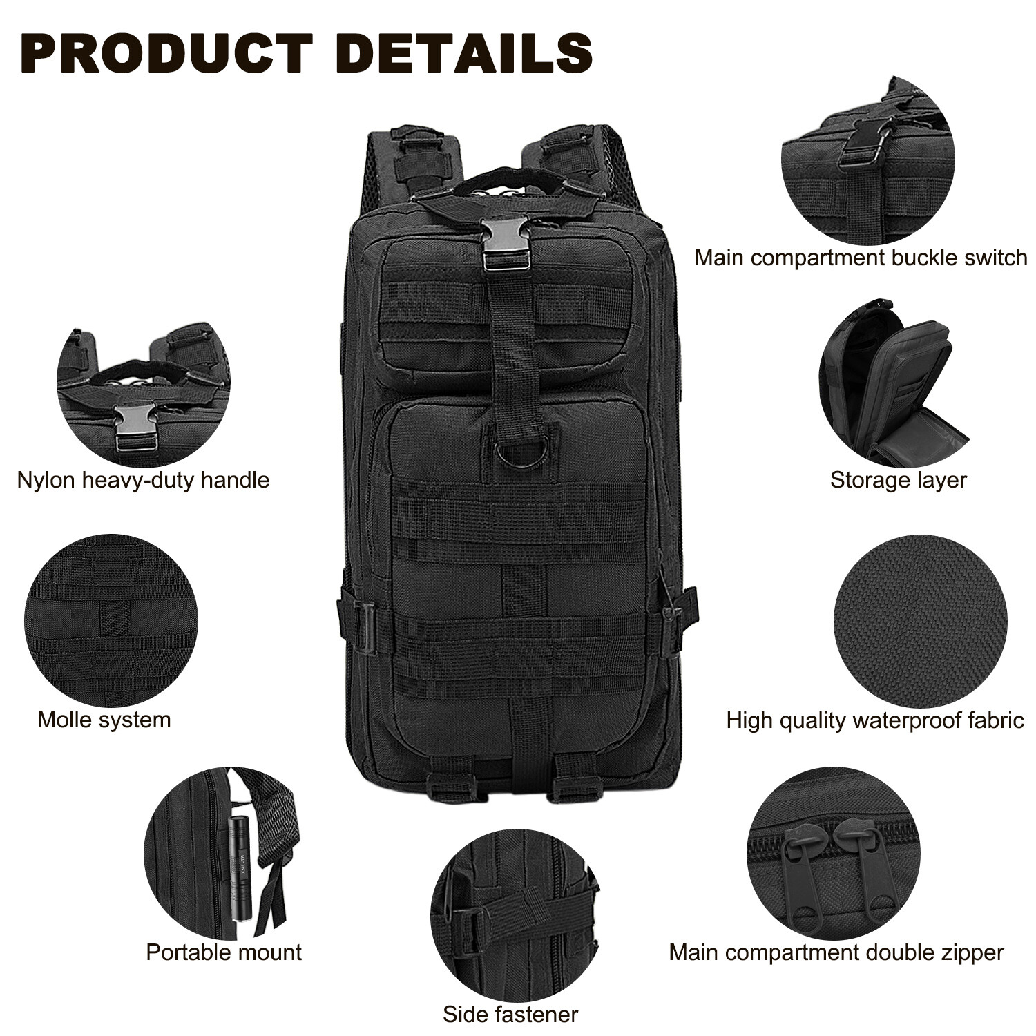 Military Molle Tactical Backpack 30L Outdoor Camping Hiking Travel Bag Rucksack