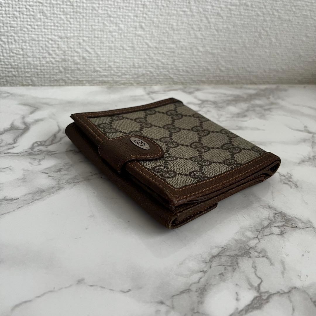 Excellent Condition Gucci Old Gucci GG Pattern Leather Double Snap Mini Wallet B