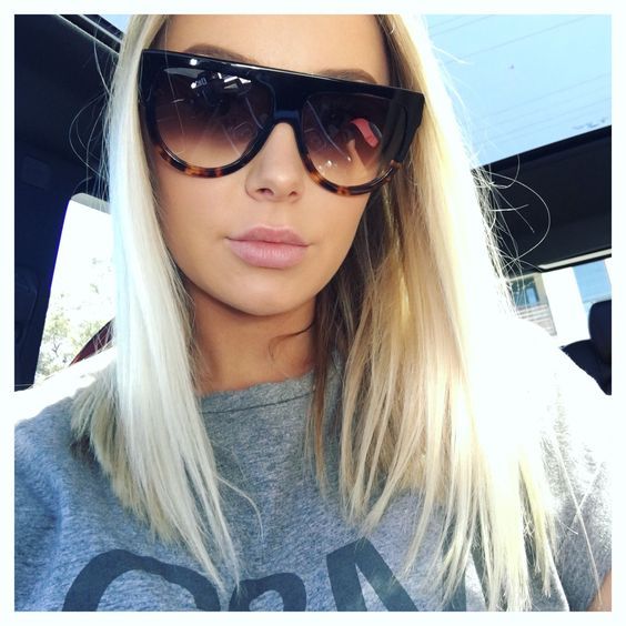 TEARDROP Ombre Gradient Two Tone Flat Top BLACK BROWN Ombre Sunglasses GAFAS