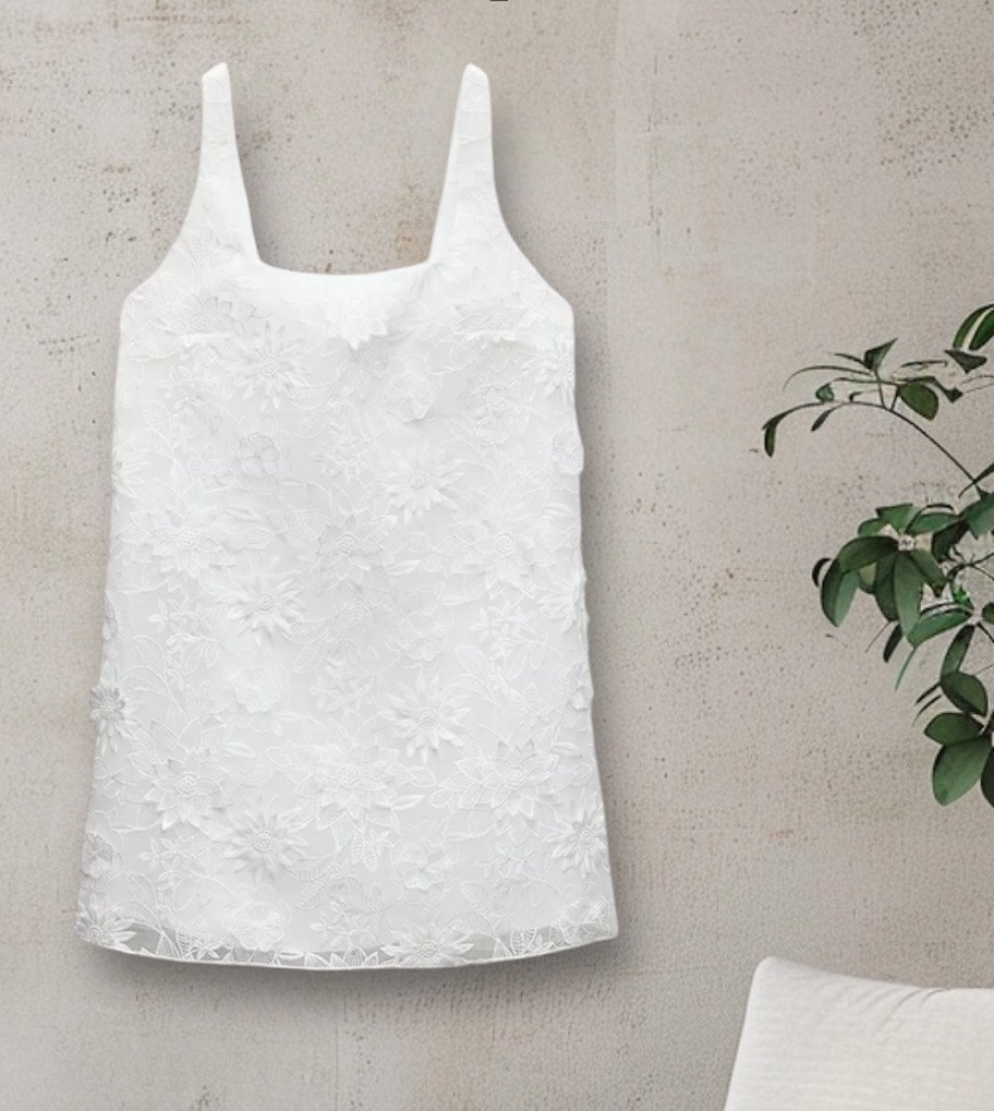 NWTZW COLLECTION ZARA EMBROIDERED WIDE STAPS MINI DRESS 241