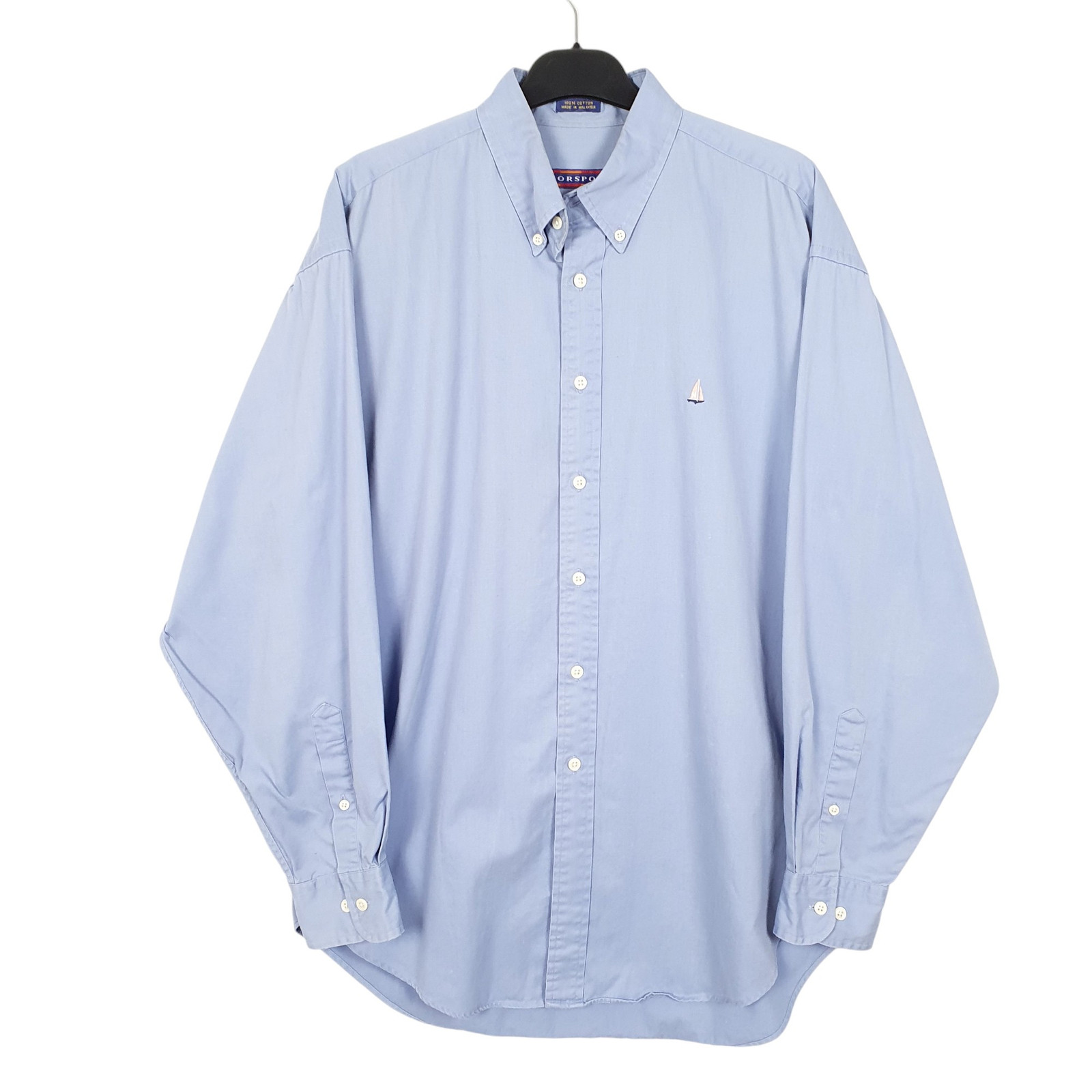 NORSPORT Blue Shirt Long Sleeve Casual Cotton Mens M