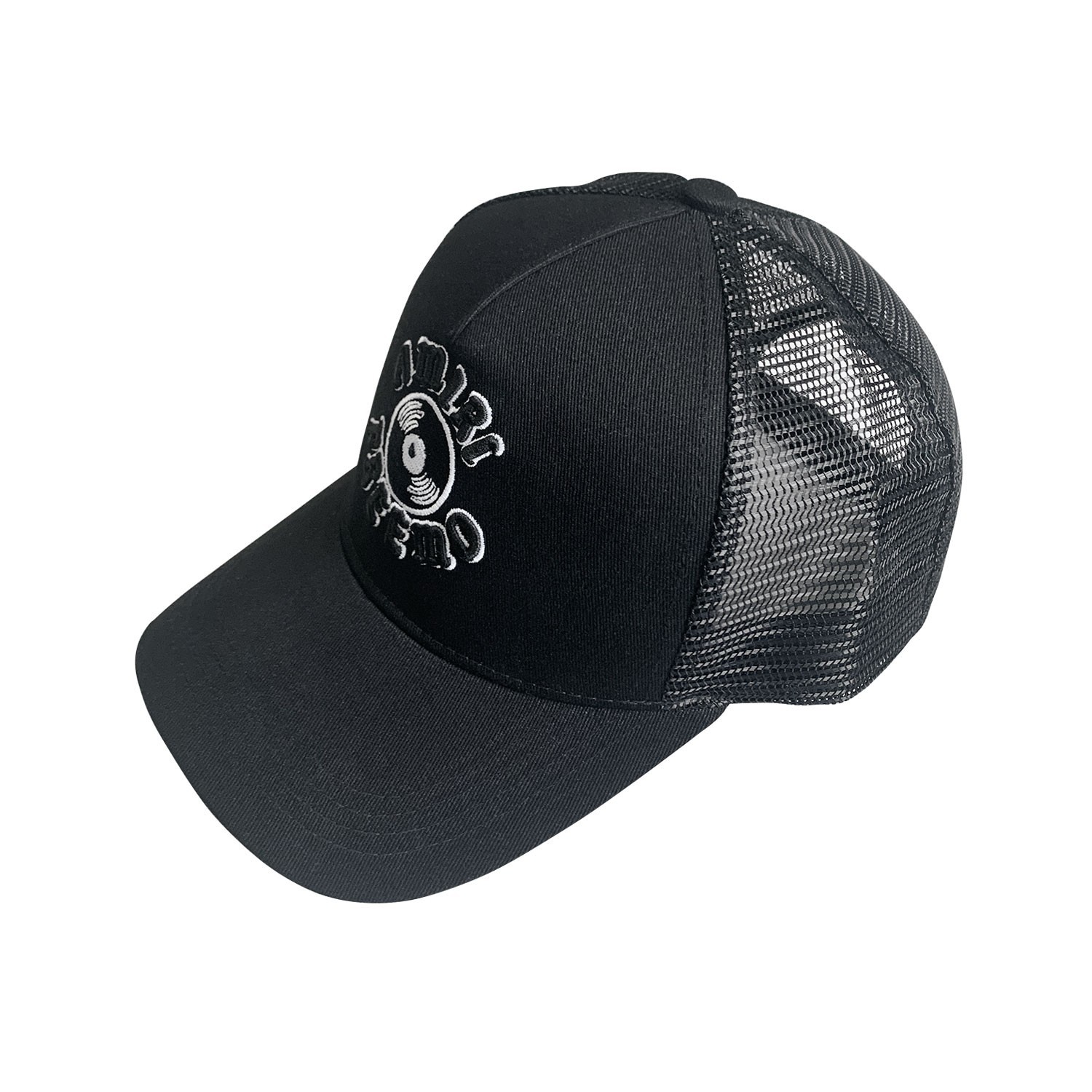 Amiri Unisex Black Mesh Back Cap Circular Text Record Logo Casual Hat