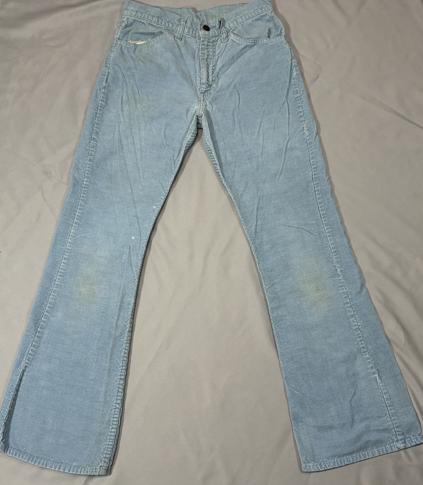 Vtg 70s Levi’s White Tab 646 Baby Blue Corduroy Bootcut Flare USA Pants 28”x30”
