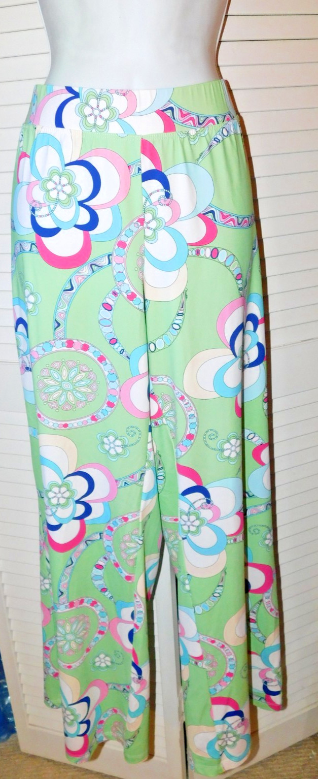 Melly M Size L Multicolor Stretch Nylon Span Knit Elastic Waist Womens Pant