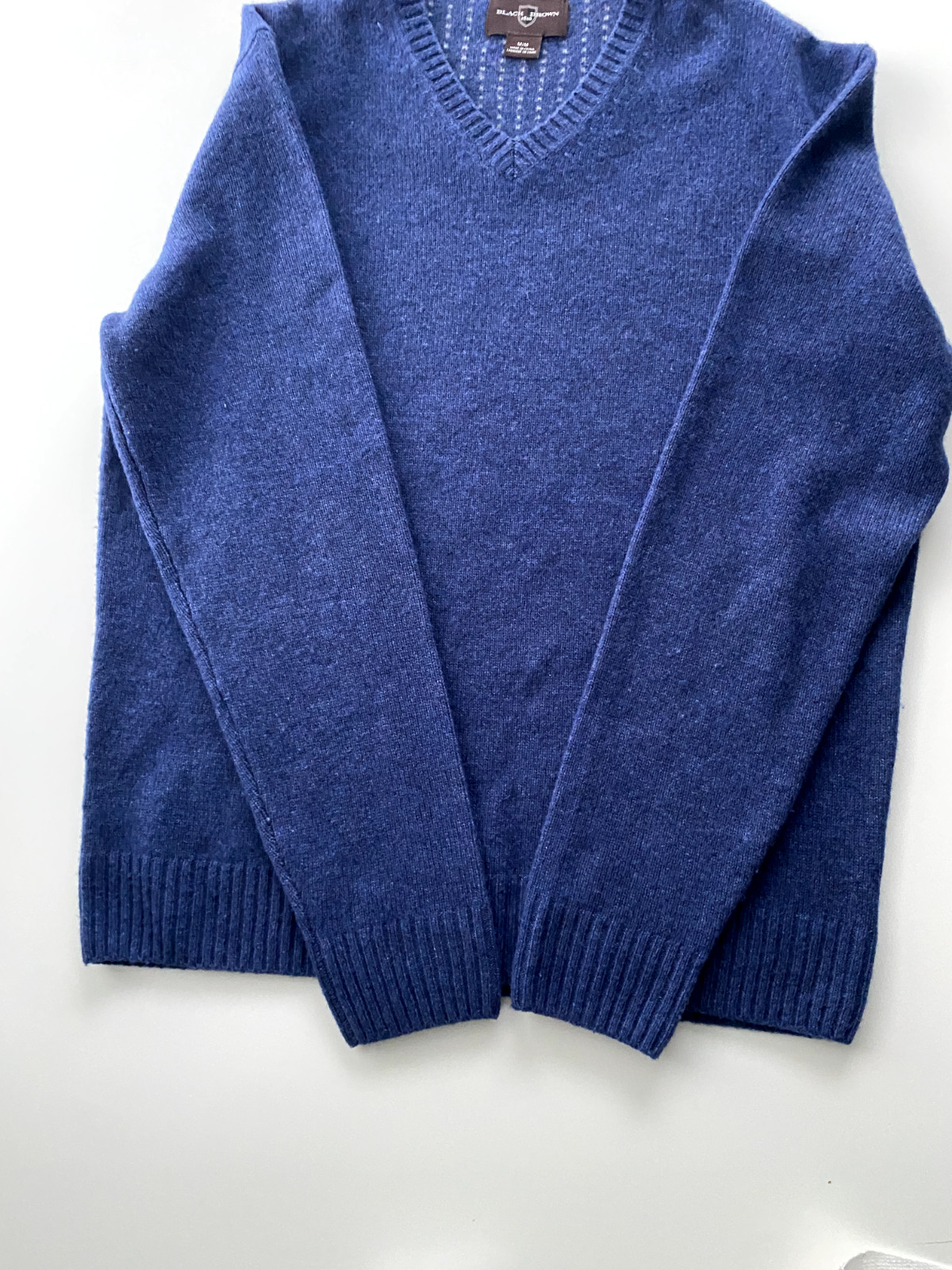 Lambswool, Navy, Black Brown 1826 Men’s V-Neck Sweater Sz M