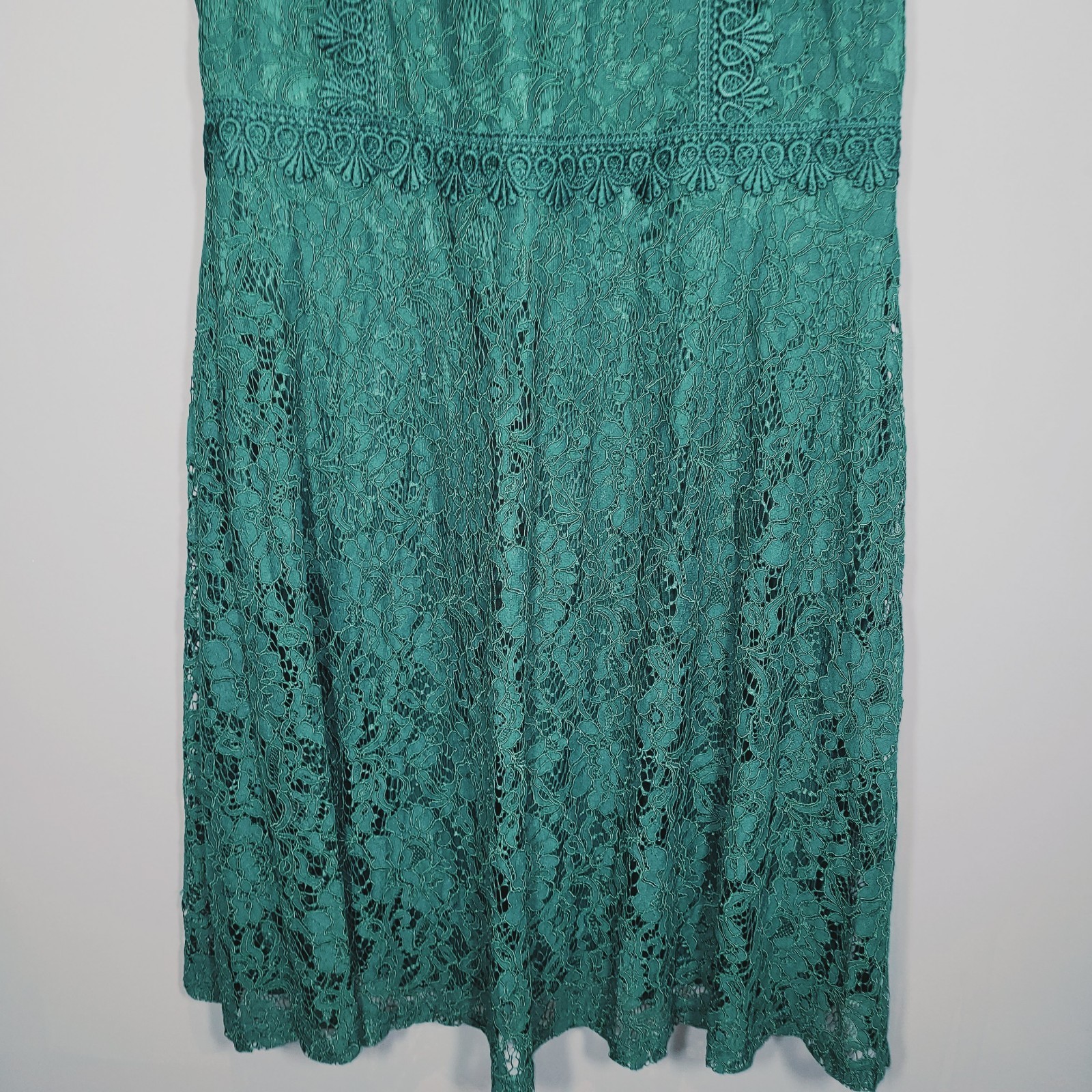 BNWT NEW DOROTHY PERKINS DRESS 16 DARK GREEN CROCHET FLORAL SHIFT PARTY WD62