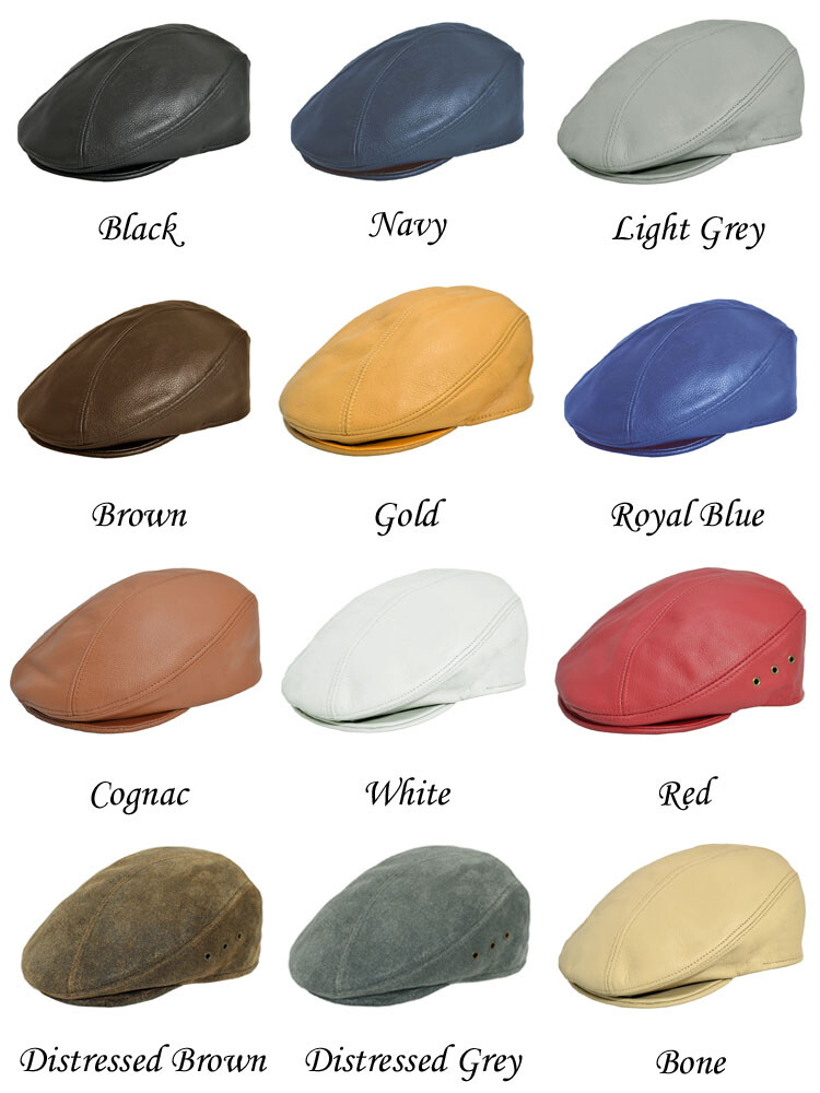 Emstate Genuine Leather Ascot Ivy Flat Cap Made in USA Assorted Colors