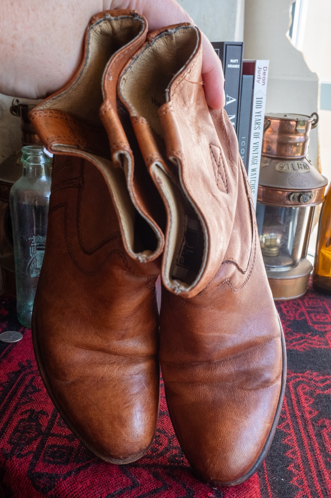 Frye Carson Tab Women’s Brown Leather Pull On Boots Size 7.5