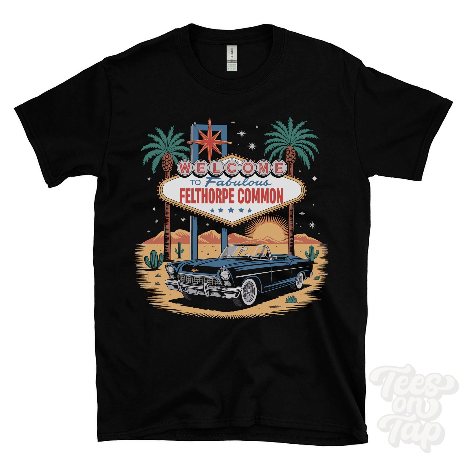 FELTHORPE COMMON LAS VEGAS SIGN PARODY FUNNY T-SHIRT horsford norfolk england