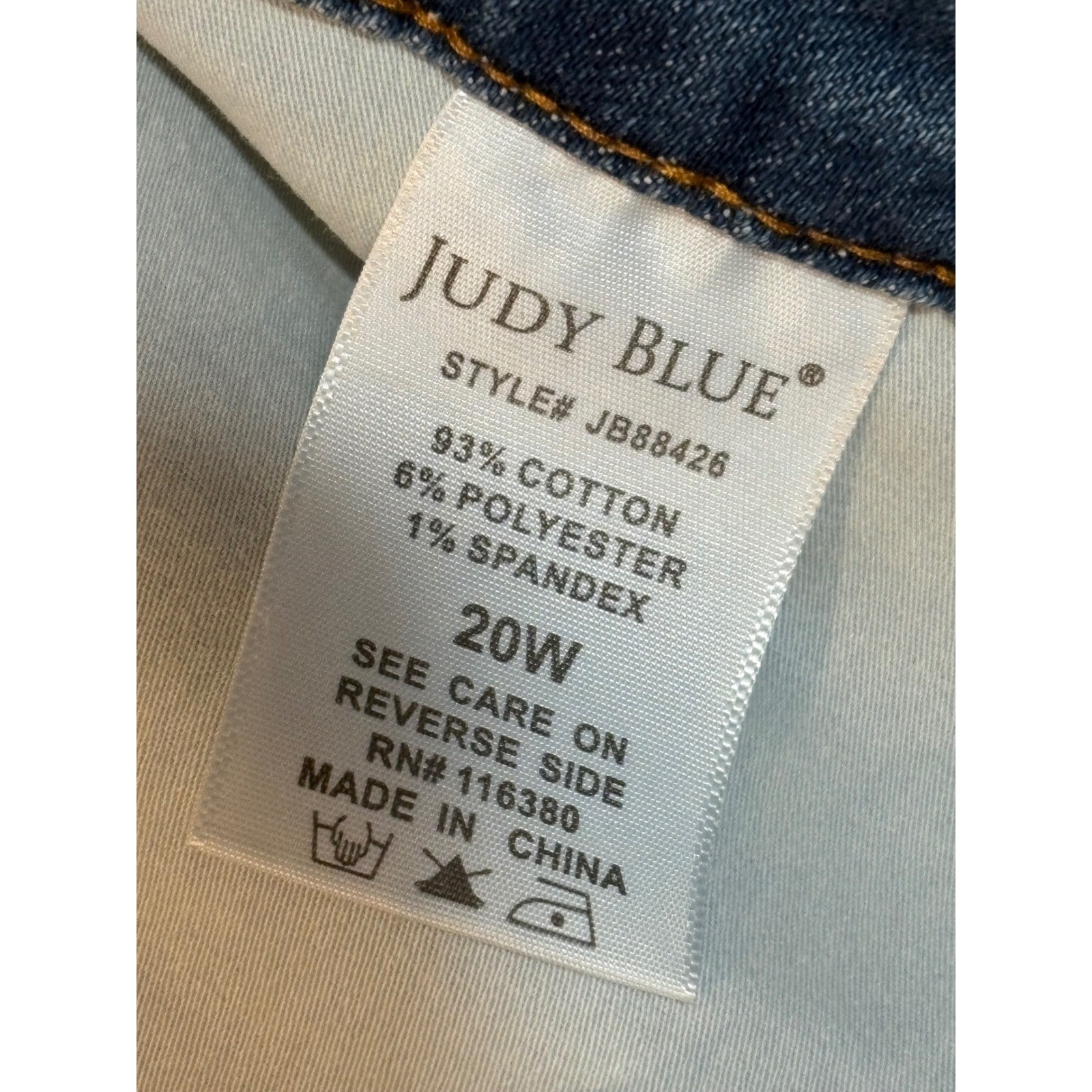 Judy Blue Control Top Skinny Jeans Distressed Denim Size 20W