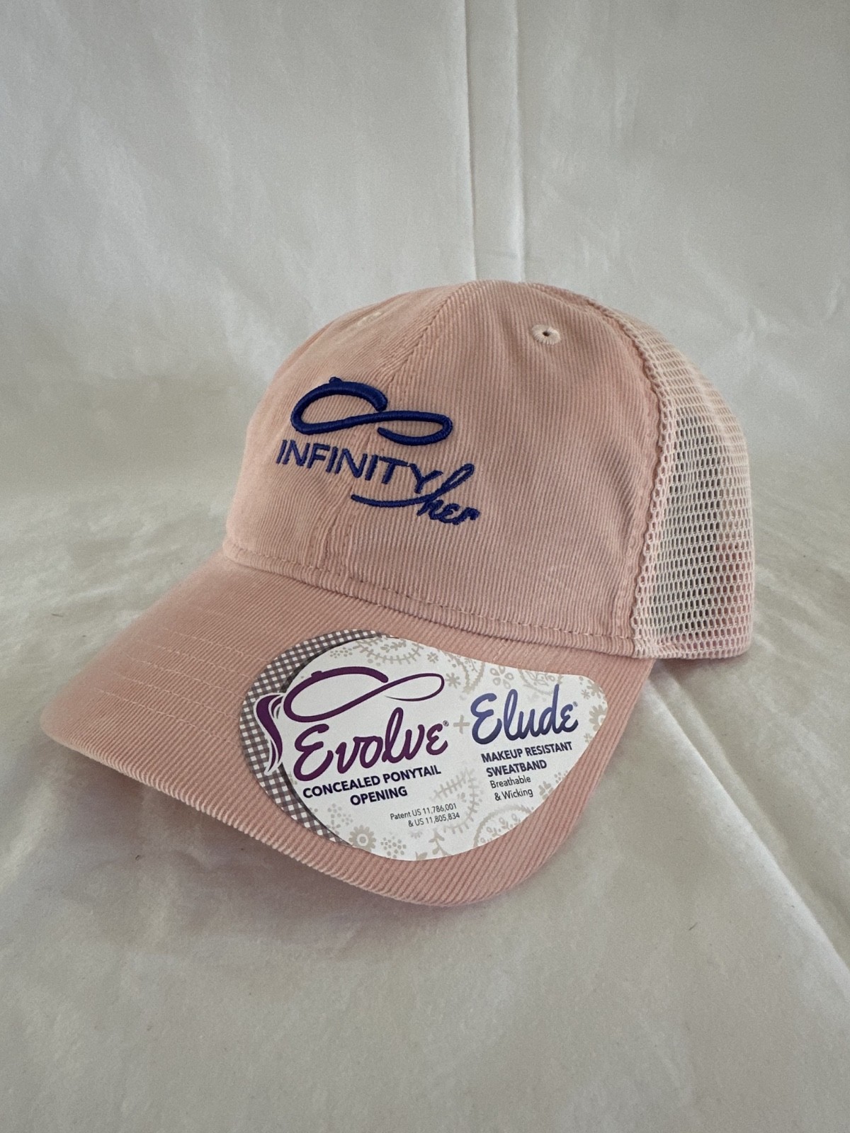 Infinity Her Corduroy Trucker 6-Panel Structured Cap Hat Adjustable Closure Pink