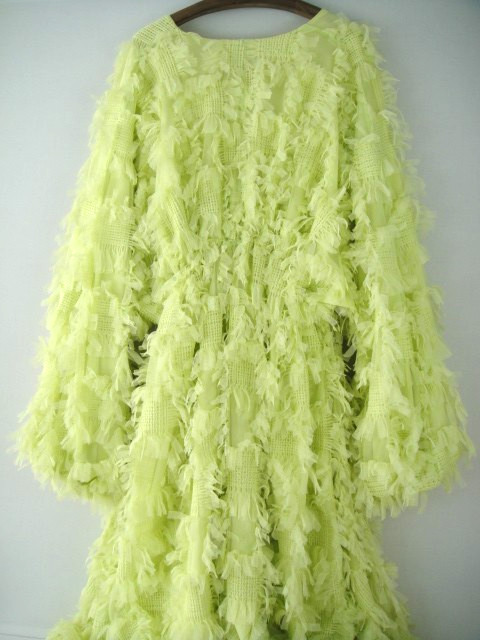 ASOS Edition Size 12 Apple Green Long V Neck Ruffle Pull Over Long Sleeve Dress