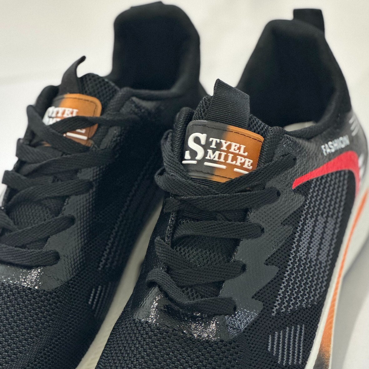Running Outdoor men’s black-orange Shoes Lightweight Sneakers