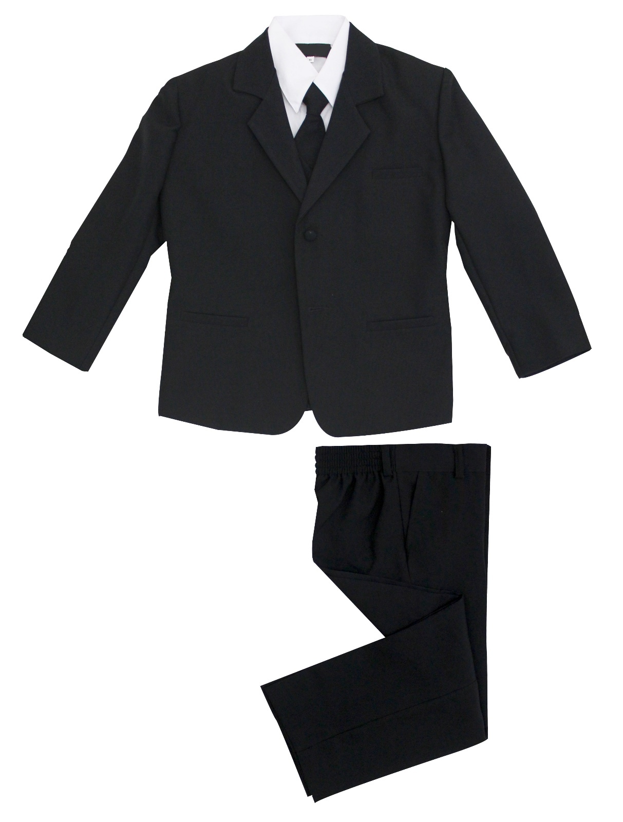 Boys Formal Black Suit 5 Pieces Set Toddler Size 2T to 14
