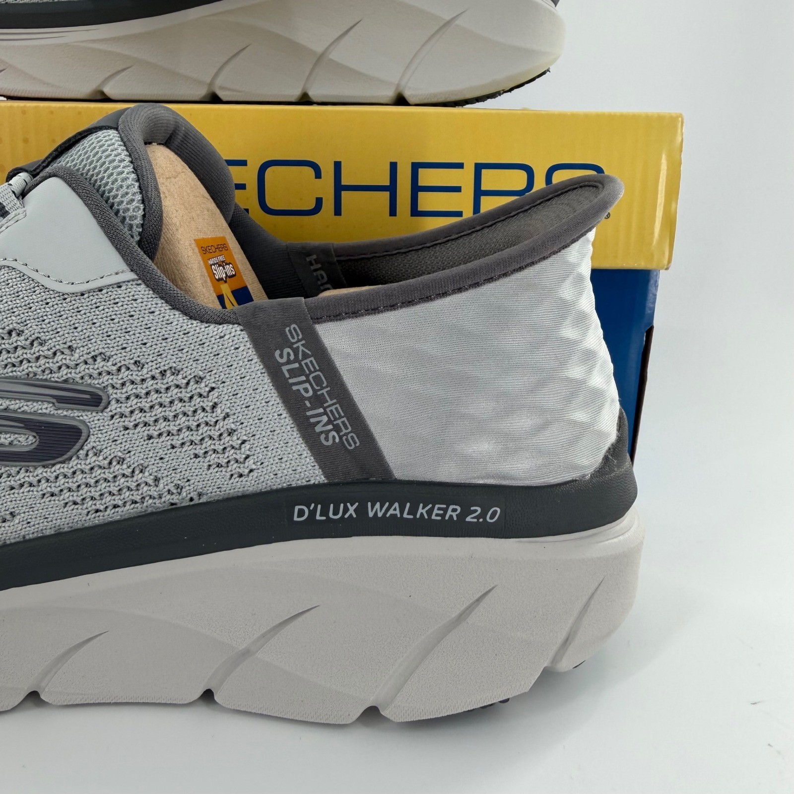 Skechers Mens Slip-ins D’Lux Walker 2.0 Grey Sneakers 232502WW Extra Wide 4E