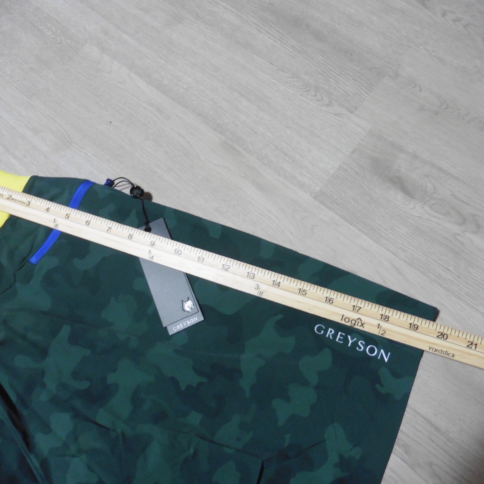 GREYSON Mens L LARGE FULTON SHORTS CAMO SCAREB GREEN LINED 9″ GOLF WORKOUT