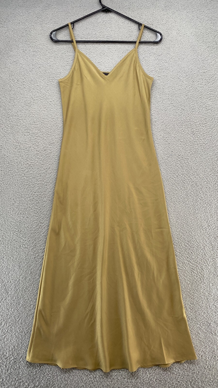 Allsaints Slip Dress Womens Small Tierny Coni 90s Midi Y2K Metallic Olive Gold
