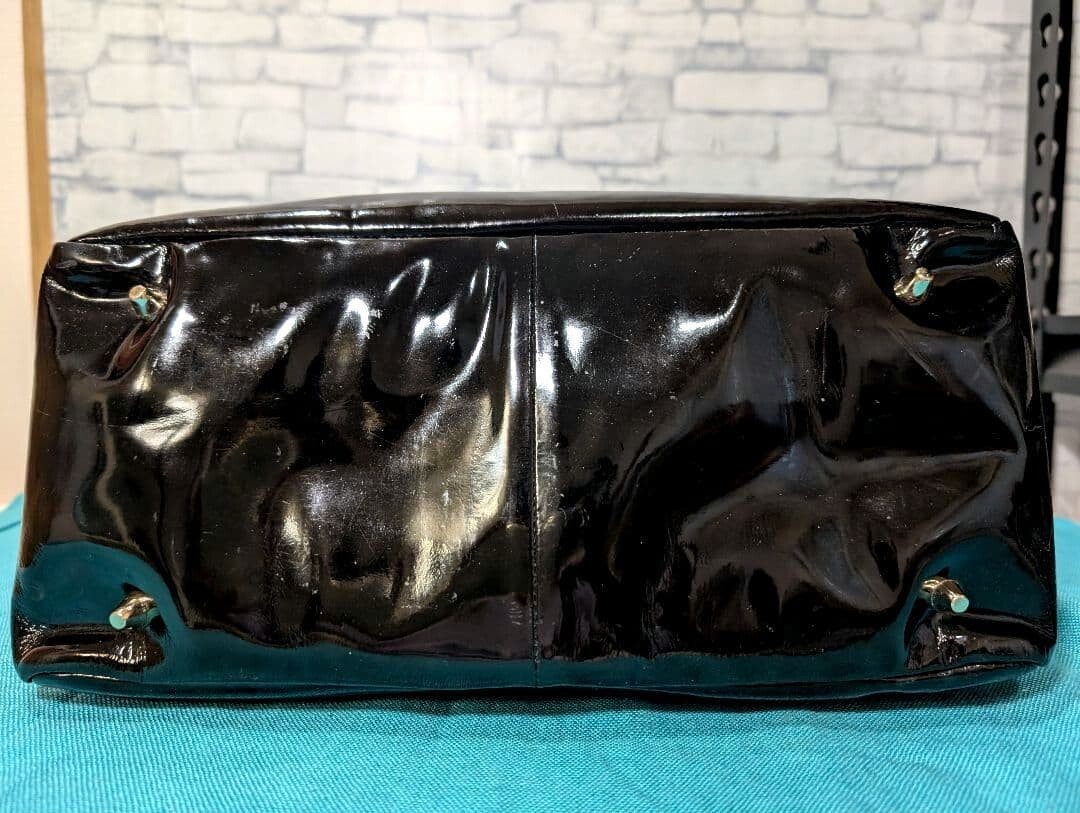 Anya Hindmarch Black Patent Leather Tote Bag Shoulder Work A4 Large 12.6in