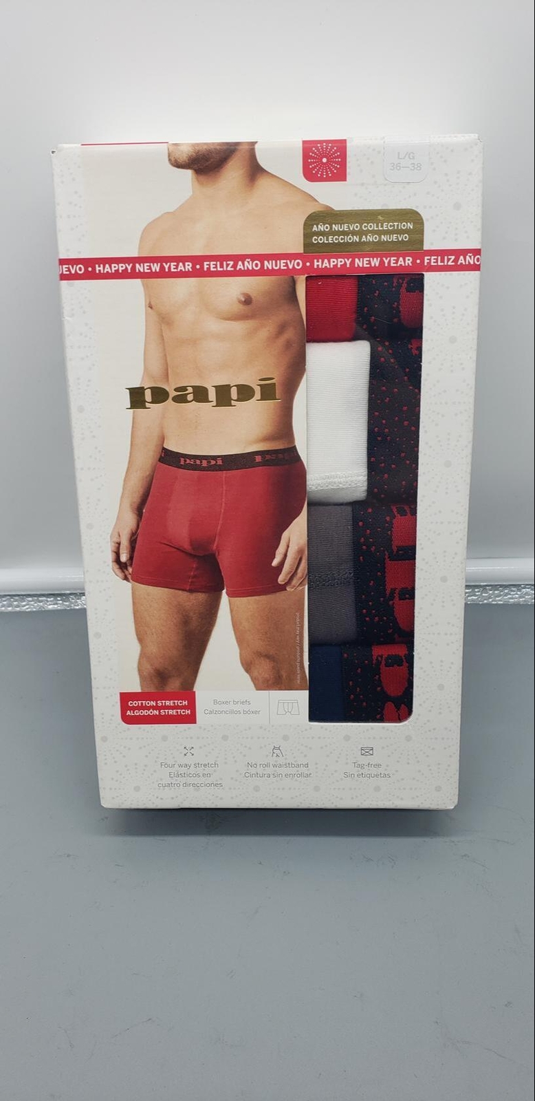 Papi Men’s Cotton Stretch Yarn Dye Solid Boxer Briefs Big Papi Pack of 4