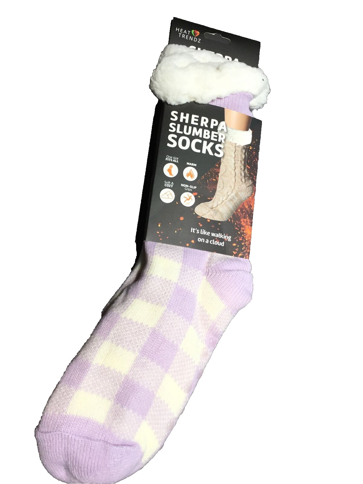 Heat Trendz Sherpa Slumber Socks – One Size Fits All Unisex /Light Purple