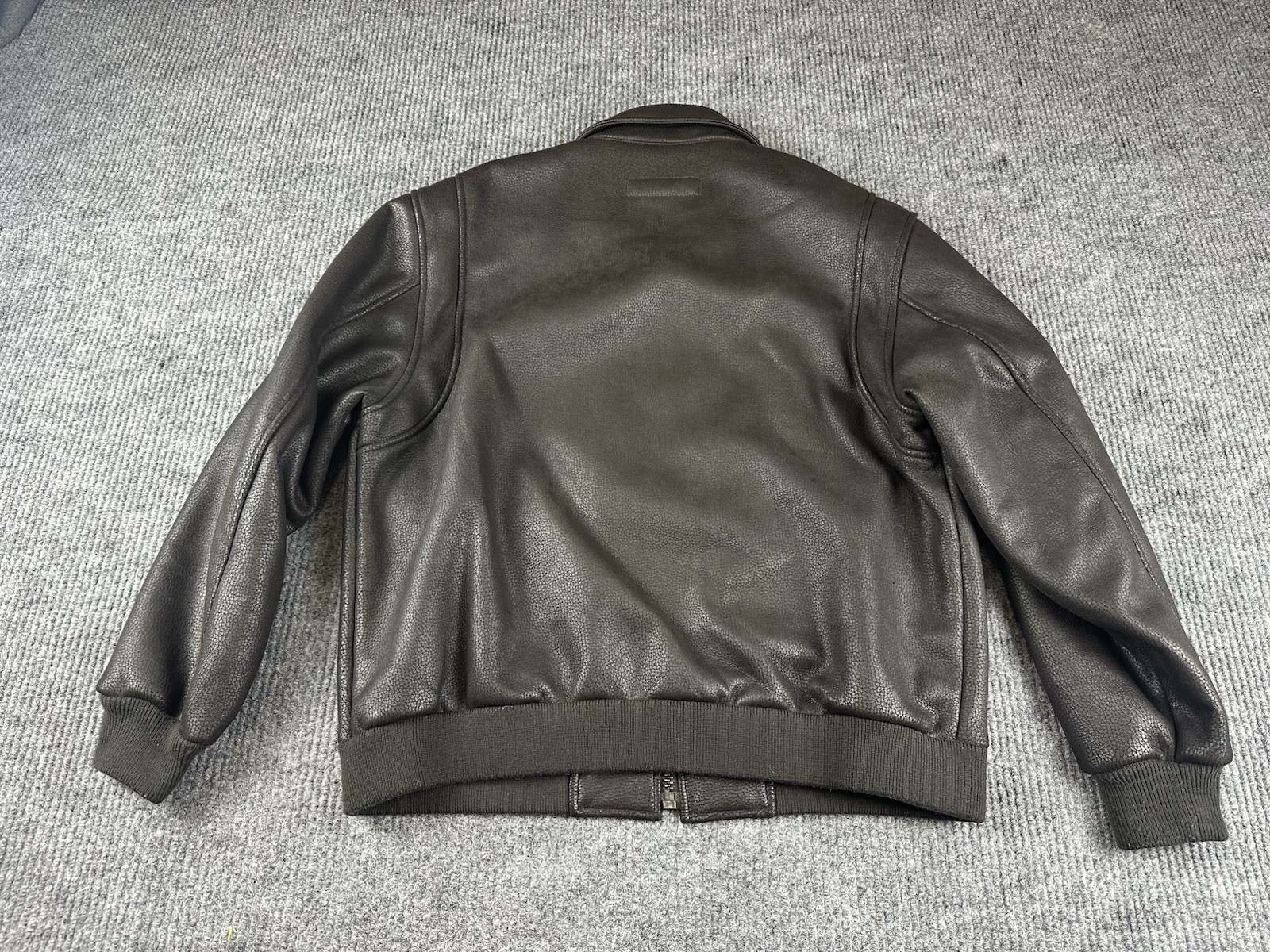Claiborne Jacket Mens Large Brown Leather Bomber Flight Coat Sherpa Outerwear