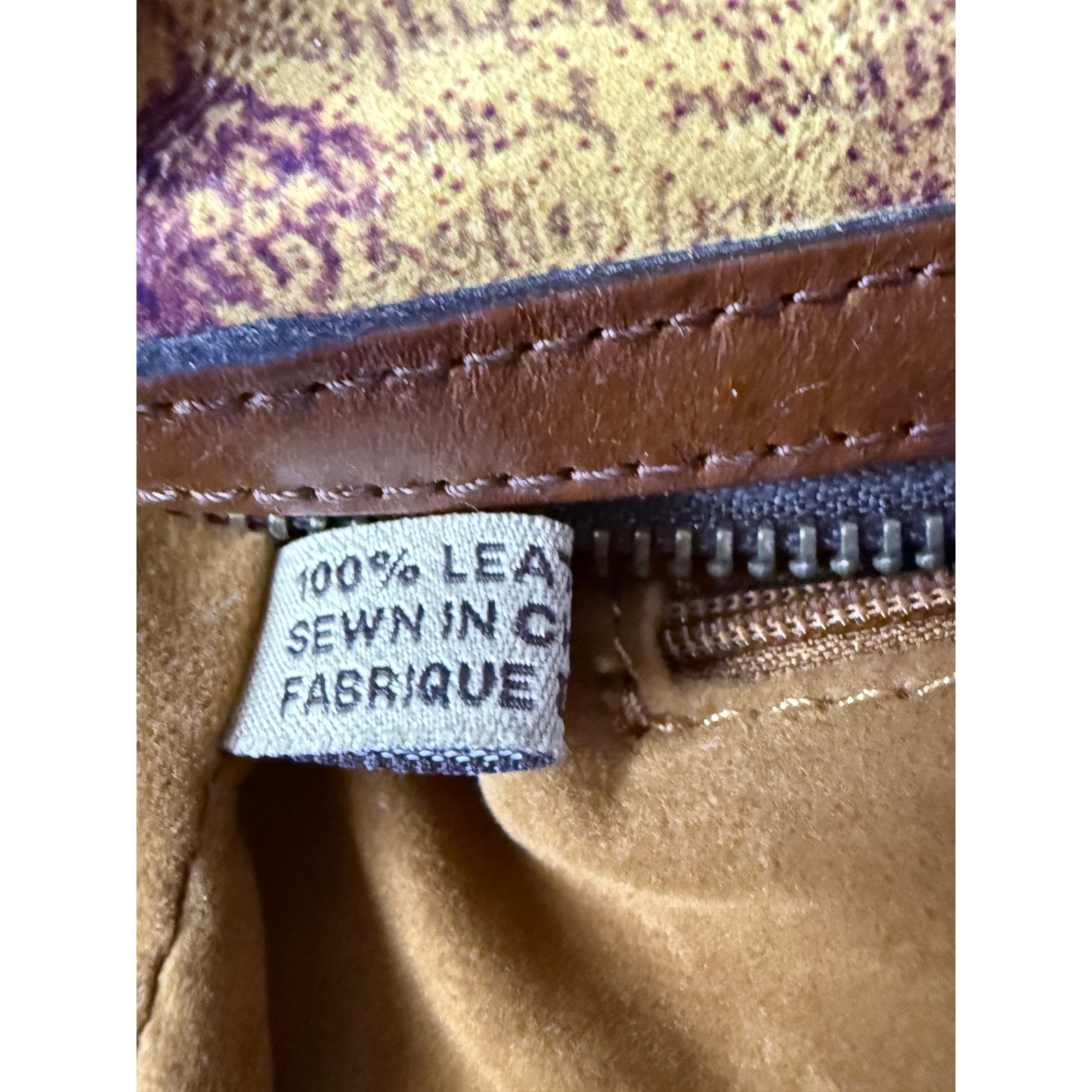 Rare Retired Patricia Nash Leather Satchel Italian Sketchbook Print Bag Tan