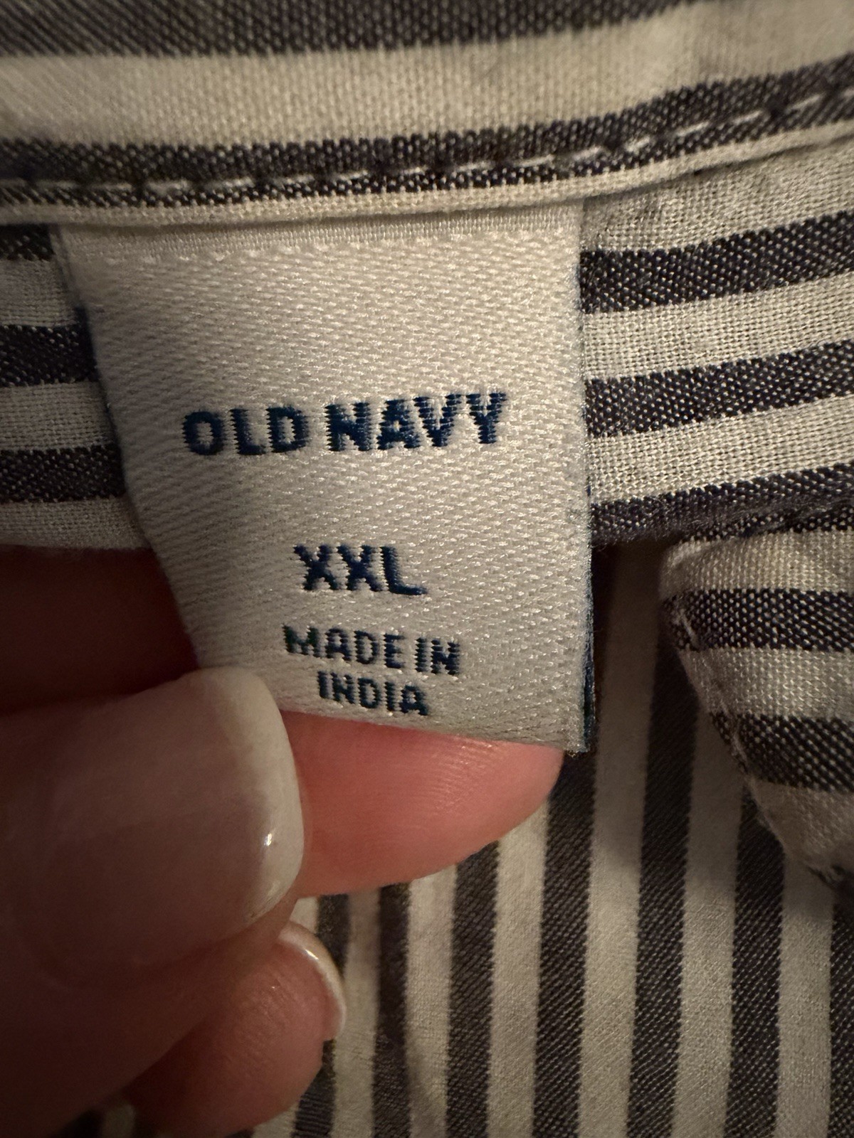 Old Navy Women’s White/Blue Striped Collared Button-Up Short Sleeve XXL